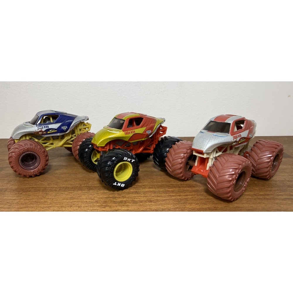 Monster Jam Marvel Superhero Lot Iron Man 1:64 Monster Trucks Mystery Mudders